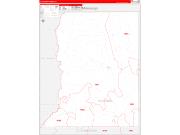 St. HelenaParish (County), LA Wall Map Zip Code Red Line Style 2023